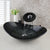 JIENI Square Black Bathroom Sink Washbasin Bath Set Faucet Mixer Tap Art Design Tempered Glass Hand Painted Waterfall Basin Tap