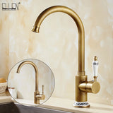 Antique Bronze Kitchen Faucet Ellen Deck Mounted Single Hole Hot Cold Water Mixer Crane for Sink with 360 Rotation