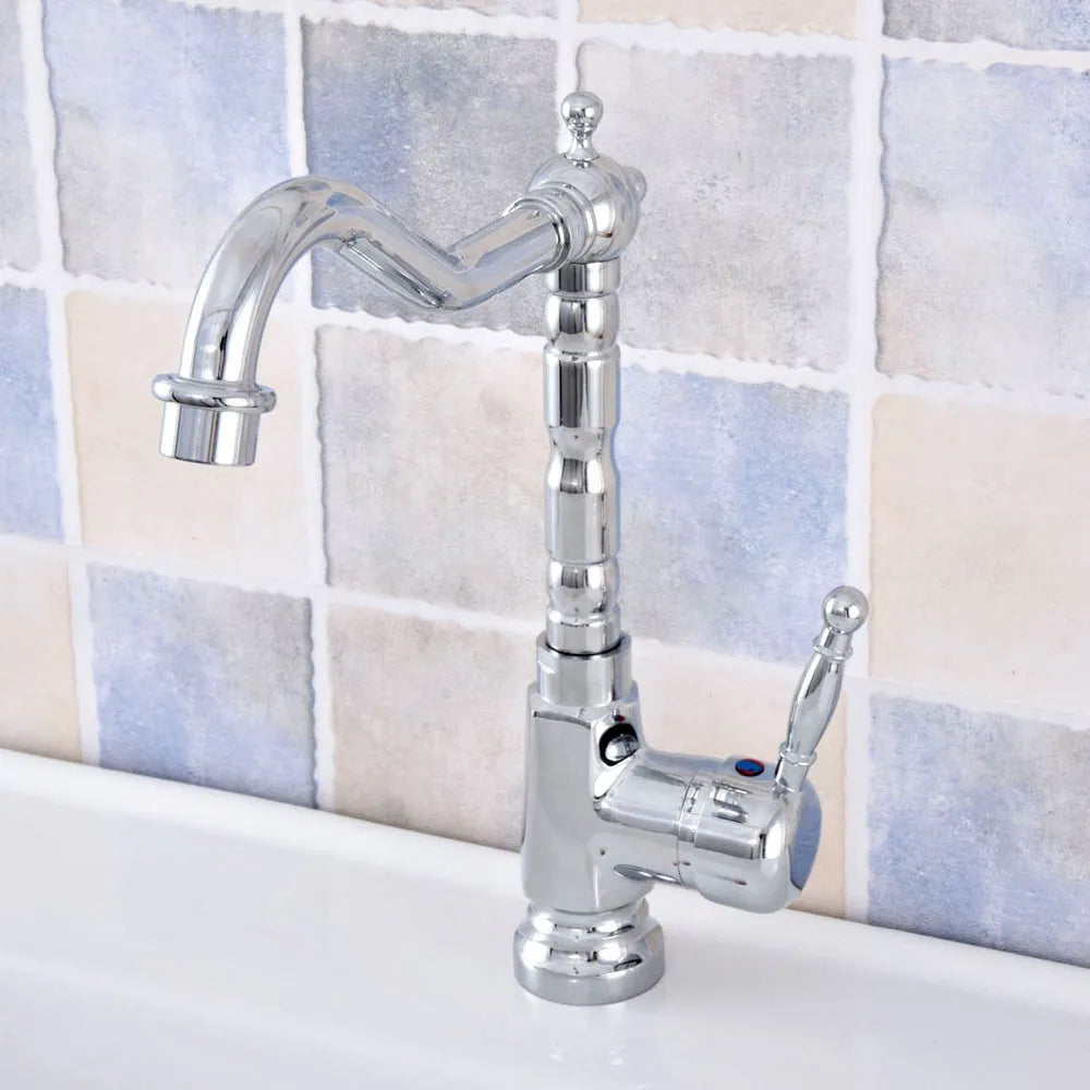 Basin Faucets Polished Chrome Bathroom Sink Faucet Single Handle Hole Deck Mount Washbasin Hot And Cold Mixer Tap Nsf636