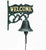 Heavy Duty Cast Iron Wall Hanging Bell Welcome  - Decorative Vintage Green Flower Vine Manually Shaking Doorbell