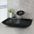 JIENI Square Black Bathroom Sink Washbasin Bath Set Faucet Mixer Tap Art Design Tempered Glass Hand Painted Waterfall Basin Tap