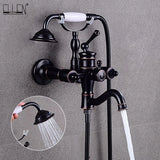 ELLEN Wall Mounted Bathroom Bath Faucet with Hand Shower Black Bath Tub Mixer Tap Bath Shower Mixer ELS2300