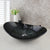 JIENI Square Black Bathroom Sink Washbasin Bath Set Faucet Mixer Tap Art Design Tempered Glass Hand Painted Waterfall Basin Tap