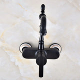 Black Oil Rubbed Bronze Dual Ceramic Base Wall Mounted Bathroom Kitchen Sink Faucet Swivel Spout Mixer Tap Single Lever anf876