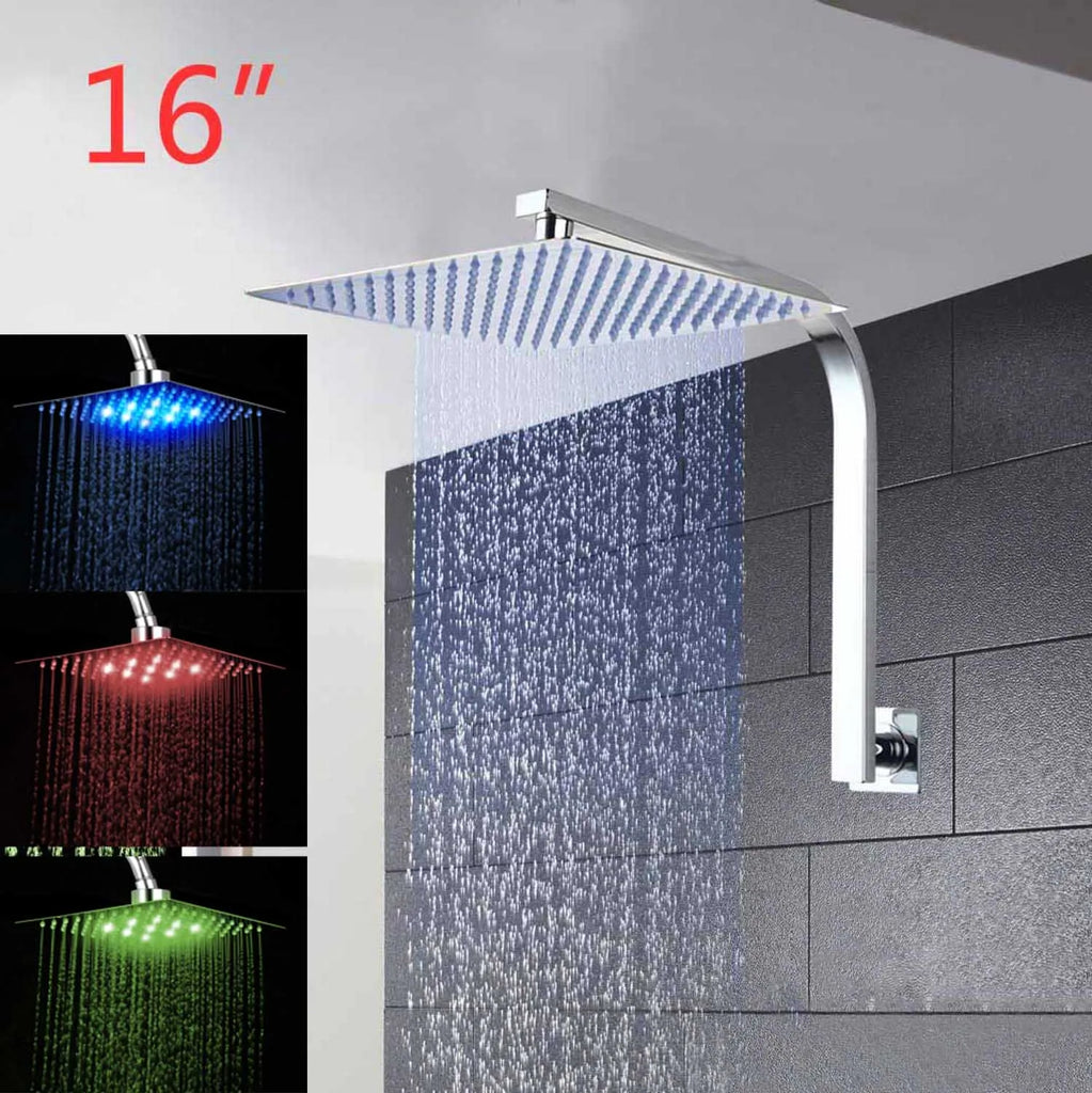 KEMAIDI 8" 12" 16" Rainfall Shower Head System Bath & Shower Faucet With Shower Arm&Hand Spray Bathroom Rain Mixer Shower Set