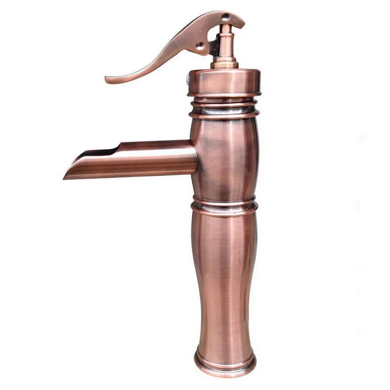 NEW "Water Pump Look" Style Vintage Retro Red Copper Antique Single Handle Bathroom Faucet Vessel Sink Basin Mixer Tap arg021