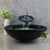 JIENI Hand-Painted Tempered Glass Chrome Round Basin Tap Bathroom Sink Washbasin Black Lavatory Bath Brass Set Faucet Mixer Tap