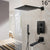 KEMAIDI Matte Black Shower Faucet Set Rain Waterfall Concealed Shower System Wall Mount Bathtub Shower Mixer LED Shower Set