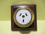 Reproduction Brass Porcelain  Light Slanted Socket with Mahogany Wooden Mount 9Sq x 50H