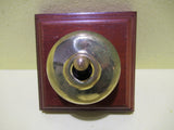 Reproduction Brass Light Switch with Wooden Mount 90Sq x 45H