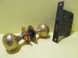 Vintage Brass Round Knob Set with Vintage Mortice Lock 70Dia x 60H