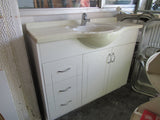 White/Cream Bathroom Vanity with 3 Draws, 2 Cupboard with Methven Mixer Tap 890H x 1010W x 490D