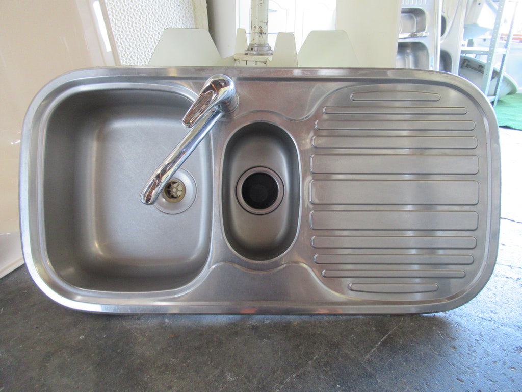 Doulble Stainless Steel Kitchen Sink with Echo Mixer Tap 200H x 970W x 500D