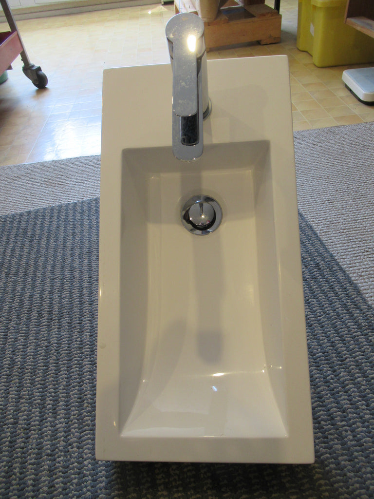 Small Rectangluar White Porcelain Sink with Mixer 210H x 250W x 500D