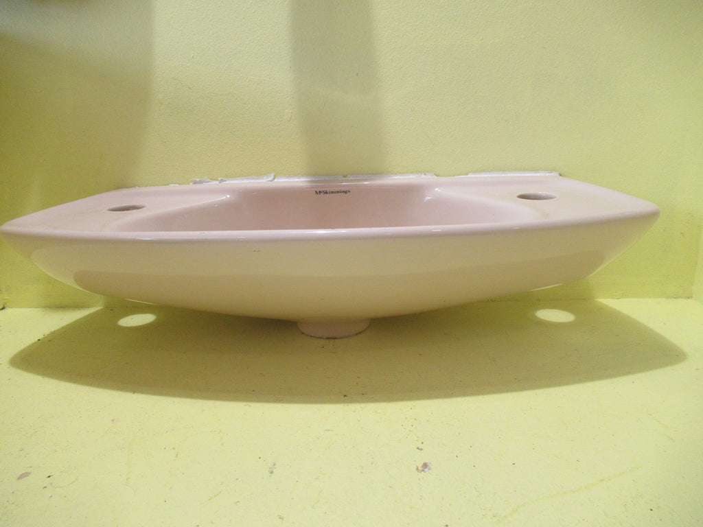 Pale Peach Narrow Toilet McSkimmings Wash Basin 125H x 52W x 22D