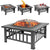 Outdoor Barbecue Grill, Charcoal BBQ Tool, Fire Pit, Square, Courtyard, Camping Table, Family Gathering, 3 in 1