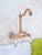 Antique Red Copper Kitchen Sink Bathroom Basin Faucet Mixer Tap Swivel Spout Wall Mounted Dual Ceramic Handles Lnf954