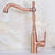 Antique Red Copper Basin Faucets Deck Mounted Single Handle Bathroom Basin Mixer Tap Hot & Cold Water Tap