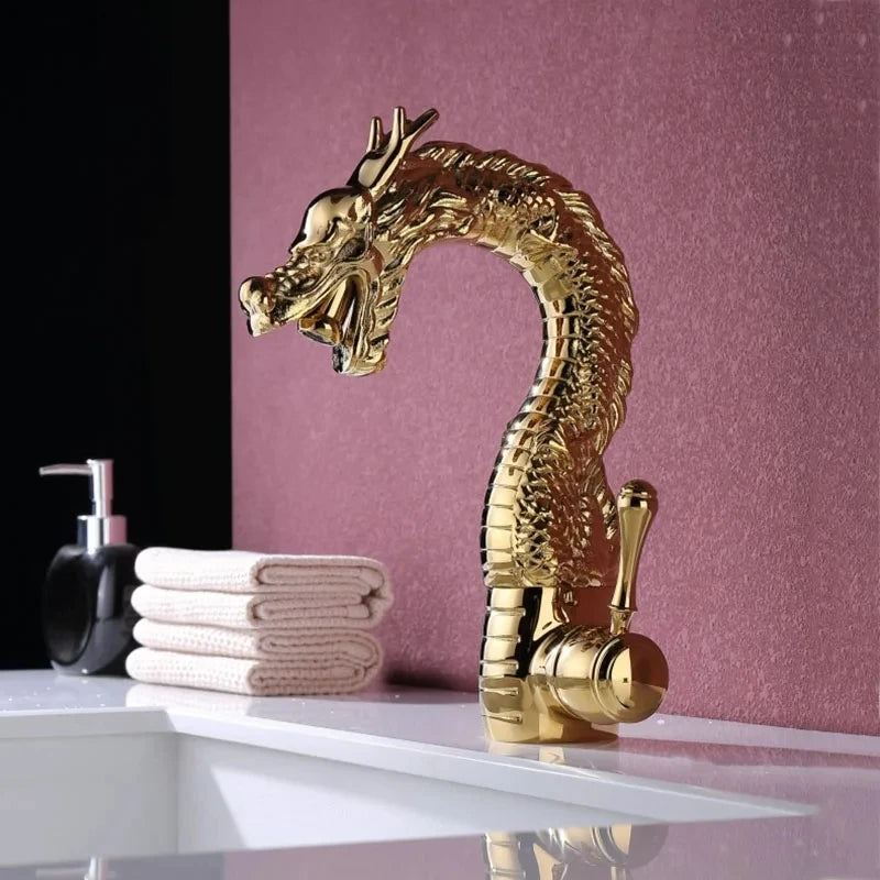 Basin Faucets Dragon Chrome Brass Bathroom Mixer Faucet Hot and Cold Single Hole Basin Crane Taps Sink Mixer Tap Basin Torneira