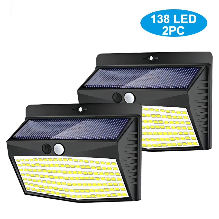 468 LED Solar lamp outdoor light Waterproof for garden decorcation street lights Human Body Sensor 3 modes 208/138 wall lamp