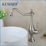 KEMAIDI  Chrome 360 Degree Swivel Kitchen 304 Stainless Steel Brushed Nickel, Hot and Cold Single Lever Sink Faucet