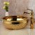 KEMAIDI Ceramic Bathroom Vessel Sink Gold with Faucet Porcelain Above Counter Luxury Vessel Sinks for Bathrooms