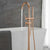 Rose Gold/Brushed Grey Floor Mount Bathtub Faucet Bathroom Bath Water Mixer Tap Faucets Double Handles with Hand Shower Brass