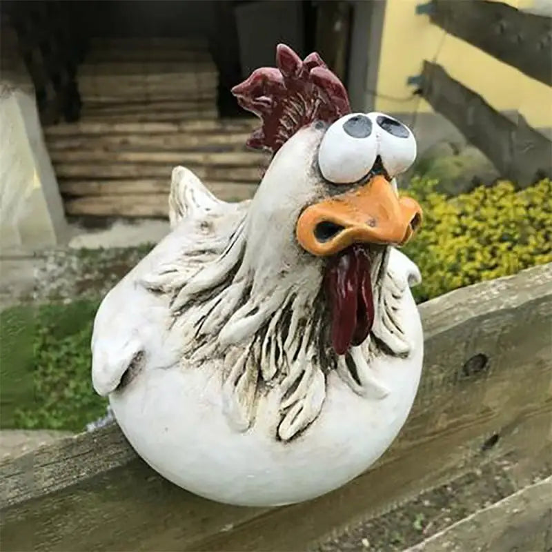 Hen Sculpture Courtyard Decoration Animal Modeling Crafts Cartoon Gardening Supplies Spoof Cock Ornaments Resin Funny Home