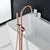 Rose Gold/Brushed Grey Floor Mount Bathtub Faucet Bathroom Bath Water Mixer Tap Faucets Double Handles with Hand Shower Brass