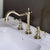 Bathroom Widespread Basin Faucet Brush Gold 8 inch Sink Mixer Brass Sink Faucet Hot & Cold Classical Wash Faucet Water Tap