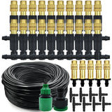 5M-30M Outdoor Misting Cooling System Garden Irrigation Watering 1/4'' Brass Atomizer Nozzles 4/7mm Hose for Patio Greenhouse