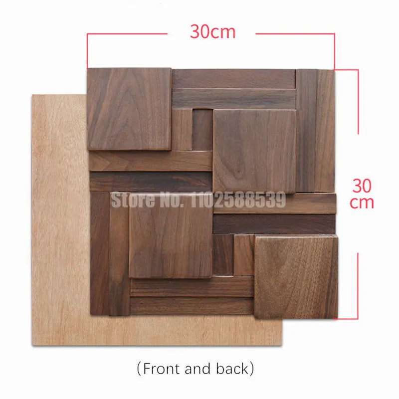 Black Walnut Wall Decoration Art Acoustic Diffuser Panel Solid Wood Mosaic Tile Sofa TV Mosaic Background Wall Stickers