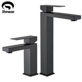 Shinesia Stainless Steel Basin Faucet Tall And Short Deck Mounted Bathroom Sink Mixer Tap Hot And Cold Water