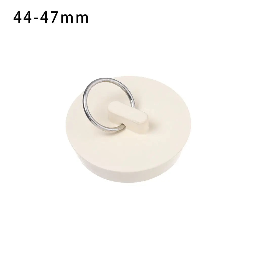 Kitchen Bathroom Water Sink Plug with Hanging Ring Round Rubber Bathtub Stopper Durable White Leakage-proof Sewer Drain Cover