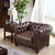 High Quality Oil Wax Leather Vintage Style Roll Arm Chesterfield Sofa