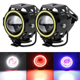 LED Motorcycle Angel Eyes Motorbike LED Auxiliary Lamp U7 Headlamp Spotlights Motorcycle Headlights Super Bright 125W 2Pcs/set