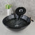 JIENI Square Black Bathroom Sink Washbasin Bath Set Faucet Mixer Tap Art Design Tempered Glass Hand Painted Waterfall Basin Tap