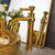 KEMAIDI Ceramic Bathroom Vessel Sink Gold with Faucet Porcelain Above Counter Luxury Vessel Sinks for Bathrooms