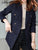 CJFHJE Navy Blue Winter Tweed Blazers Coat Women Thick Warm Long Sleeve Button Elegant Lady Jacket Coat Double-Breasted Overcoat