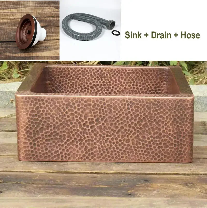 40x40x15cm Honeycomb Design Copper Single Bowl Drop-In Bar Sink Kitchen Sink