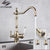 Kitchen Water Filter Faucet Dual Spout Filter Faucet Mixer 360 Degree Rotation Water Purification Feature Taps Crane