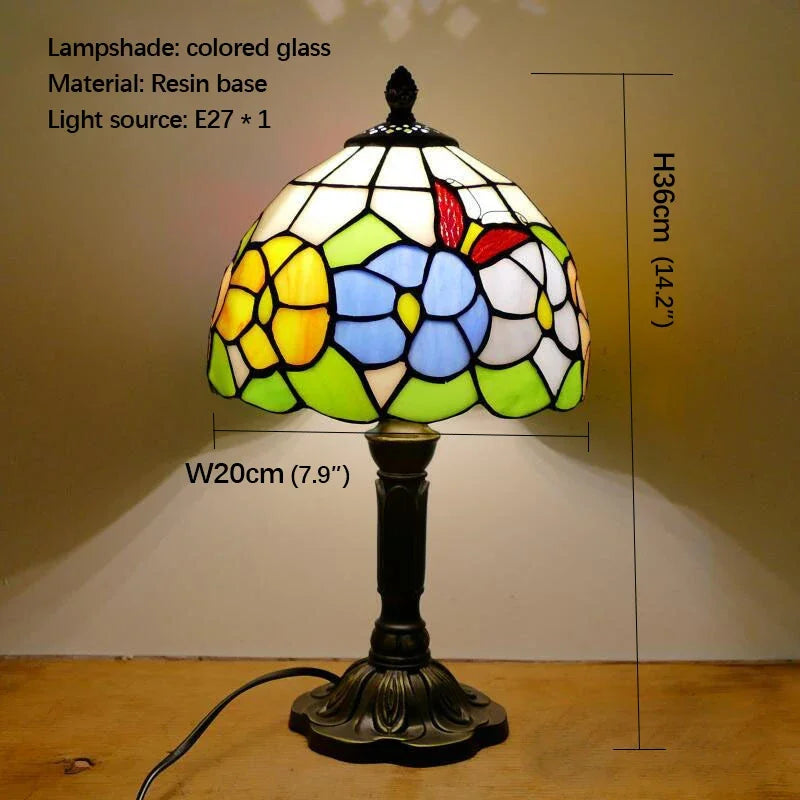 SOURA Tiffany Table Lamp American Retro Living Room Bedroom Lamp Luxurious Villa Hotel  Stained Glass Desk Lamp