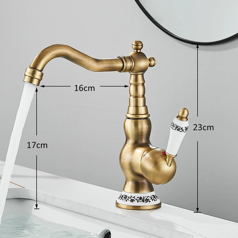 Senlesen Antique Brass Bathroom Basin Faucet 360 Swivel Spout Bathroom Sink Faucets