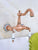 Antique Red Copper Brass Bathroom Kitchen Sink Faucet Mixer Tap Swivel Spout Wall Mounted Dual Ceramic Flower Levers Base mnf955