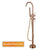 Rose Gold/Brushed Grey Floor Mount Bathtub Faucet Bathroom Bath Water Mixer Tap Faucets Double Handles with Hand Shower Brass