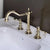 Tuqiu Bathroom Widespread Basin Faucet Brush Gold 8 inch Sink Mixer Brass Faucet Hot & Cold Classical