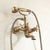 Antique Brass Dual Cross Handles Wall Mounted Bathroom Tub Faucet with Hand Held Shower Sprayer Ntf151