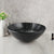 JIENI Square Black Bathroom Sink Washbasin Bath Set Faucet Mixer Tap Art Design Tempered Glass Hand Painted Waterfall Basin Tap