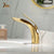 ZGRK Basin Faucets Elegant Bathroom Faucet Hot and Cold Water Basin Mixer Tap Golden Finish Brass Toilet Sink Water Tap White