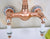 Antique Red Copper Brass Bathroom Kitchen Sink Faucet Mixer Tap Swivel Spout Wall Mounted Dual Ceramic Flower Levers Base mnf955